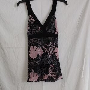 Tempted Black and Pink Floral Top